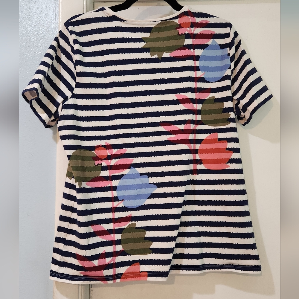 Women's Talbots Tulip Tee With Navy Stripes, Size L - Picture 8 of 10